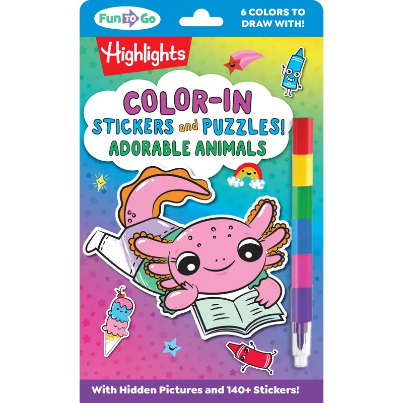 Color-In Stickers and Puzzles! Adorable Animals