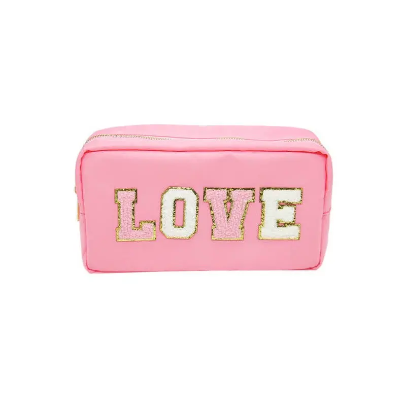 Cosmetic Bag Pink Love Chenille