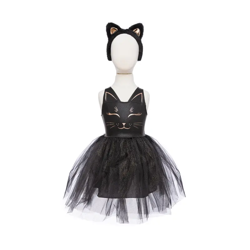 Black Cat Dress & Headpiece, Size  5-6