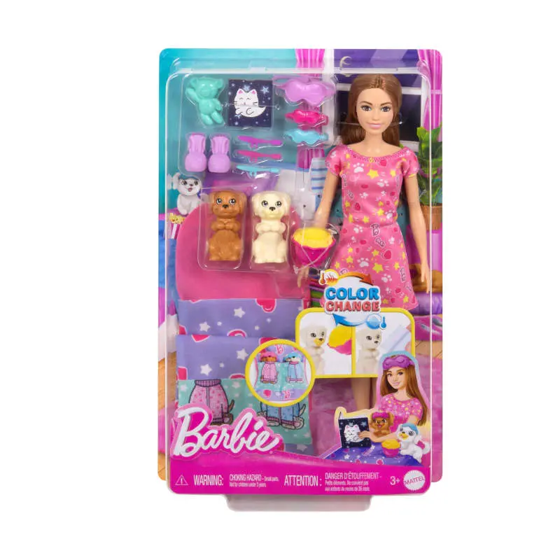 Barbie: Doll & Puppy Slumber Party Playset