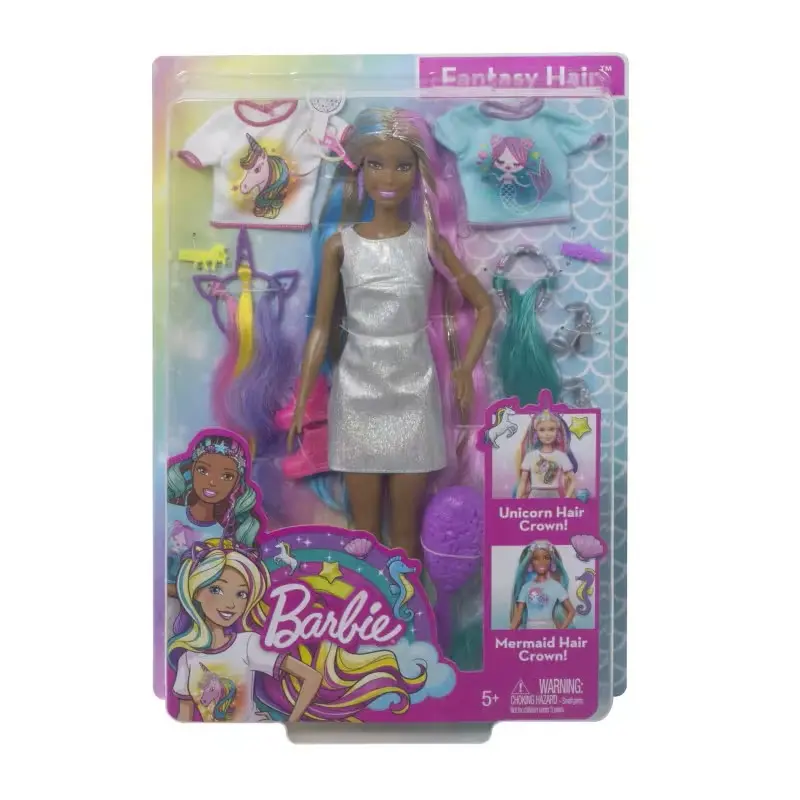 Barbie: Fantasy Hair Fashion Doll - Colorful Brunette Hair