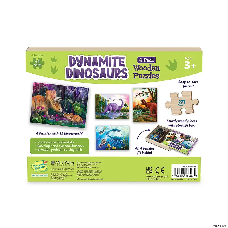 Wood Puzzle 4- Pack: Dynamite Dinosaurs