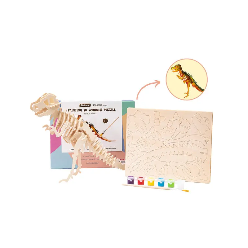 Wooden Puzzle with Paint Kit: T - Rex