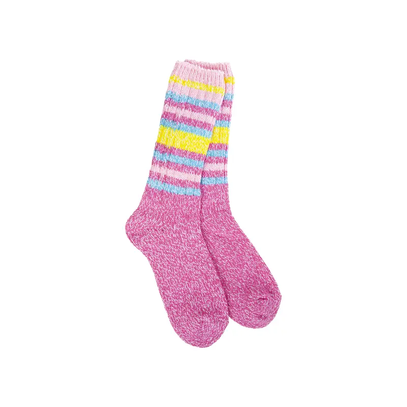 World's Softest Weekend Ragg Crew OS - Iris Rose Stripe