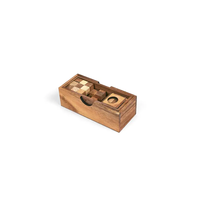 3 Puzzles in a Wooden Box