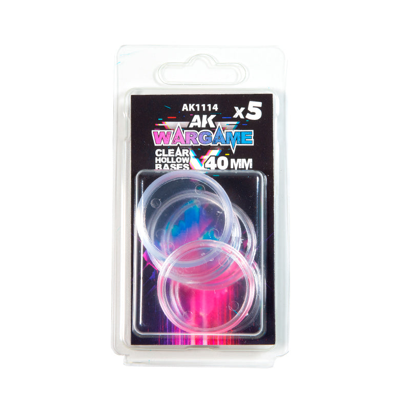 Ak Interactive Wargame Series Clear Hollow Base 40mm 5-Piece Set