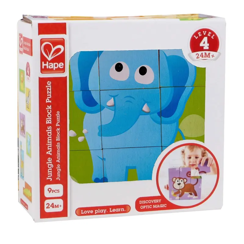 Hape Jungle Animal Block - 9 piece Puzzle