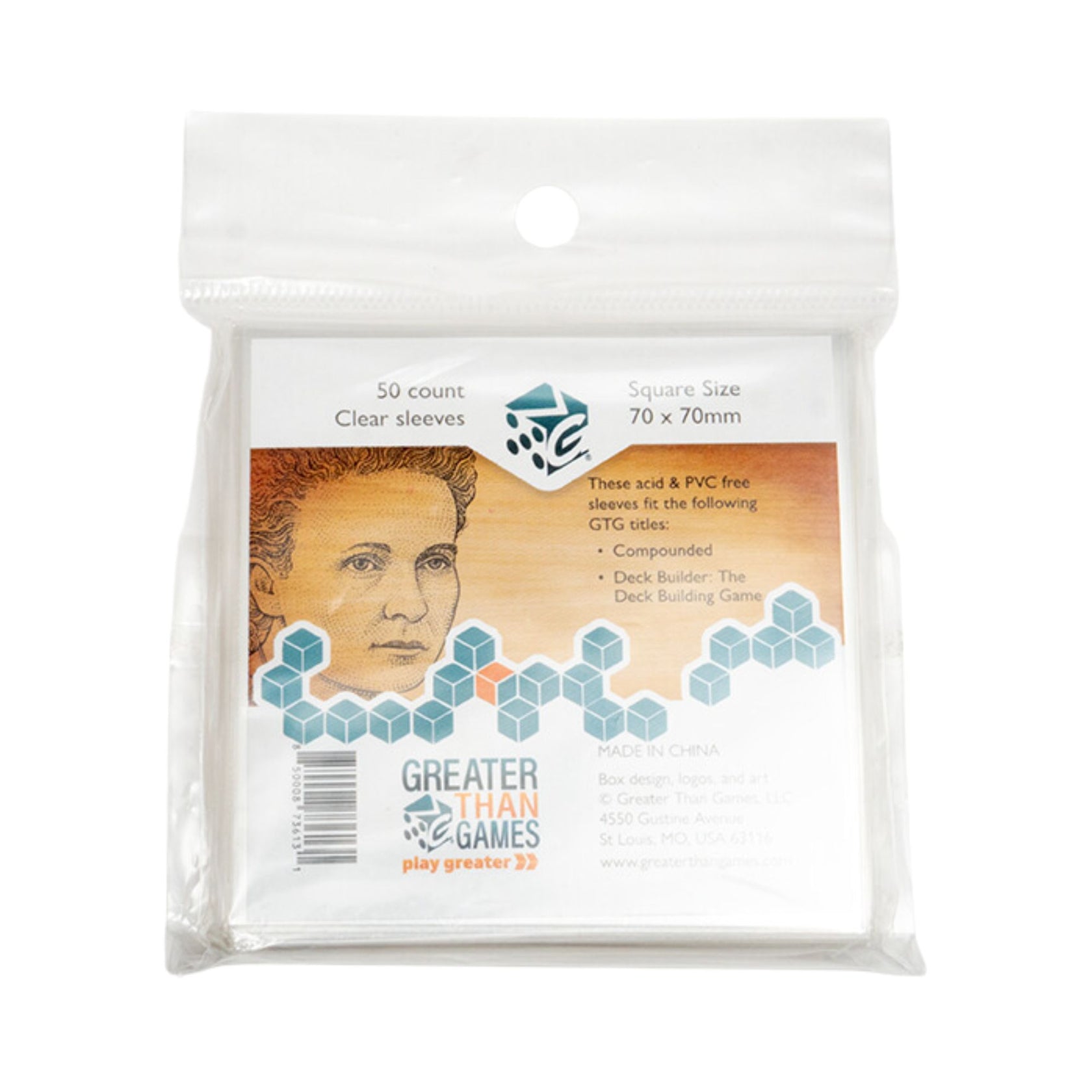 Greater Than Games Square Size Card Sleeves 50-Piece Set 70mm x 70mm