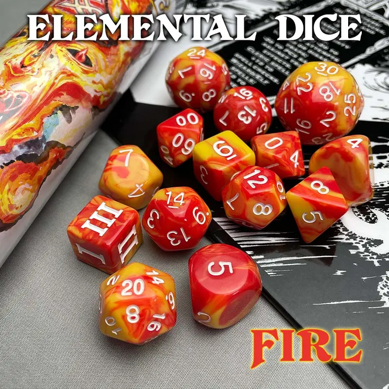 Goodman Games Dungeon Crawl Classics Elemental 14-Piece Dice Set - Fire