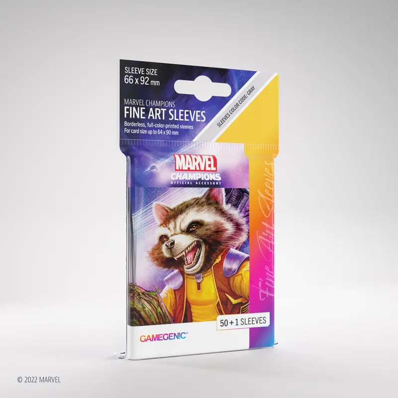Gamegenic - Marvel Champions Fine Art Sleeves 66 mm x 92 mm - Rocket Raccoon