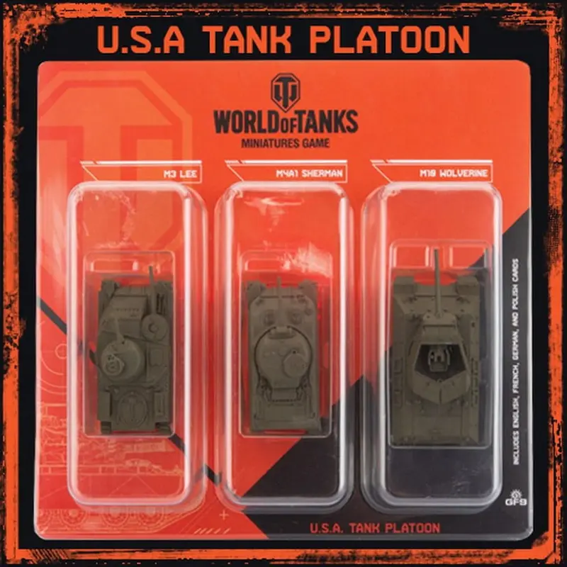 Gale Force Nine World of Tanks U.S.A. Tank Platoon (M3 Lee, M4A1 75mm Sherman, M10 Wolverine) Miniature