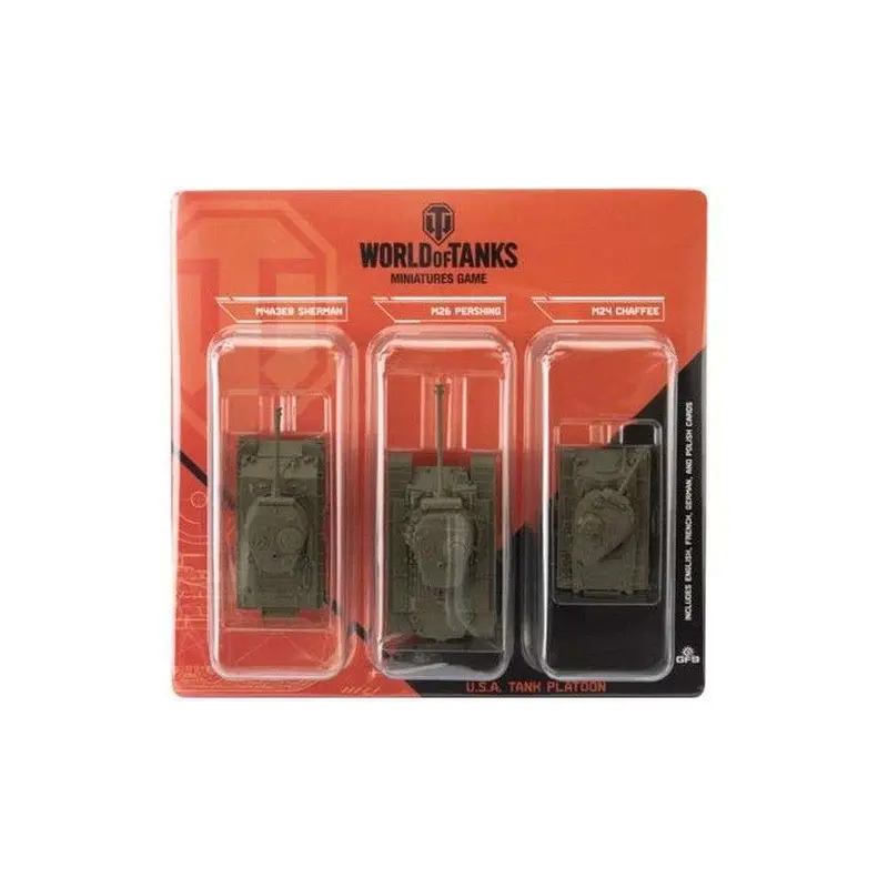 Gale Force Nine World of Tanks U.S.A. Tank Platoon (M4A3E8 Sherman, M26 Pershing, M24 Chaffee) Miniature