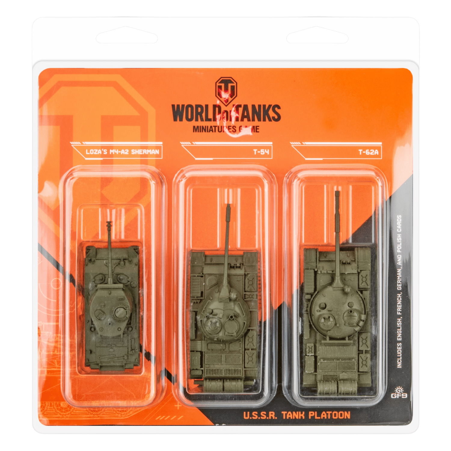 Gale Force Nine World of Tanks: U.S.S.R. Tank Platoon 4 - T-54, Loza's M4-A2 Sherman, T-62A