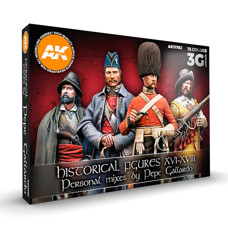 AK Interactive 3 Generation Hystorical Figures S. XVI-XVIII Signature Set By Pepe Gallardo Acrylic Paint Set
