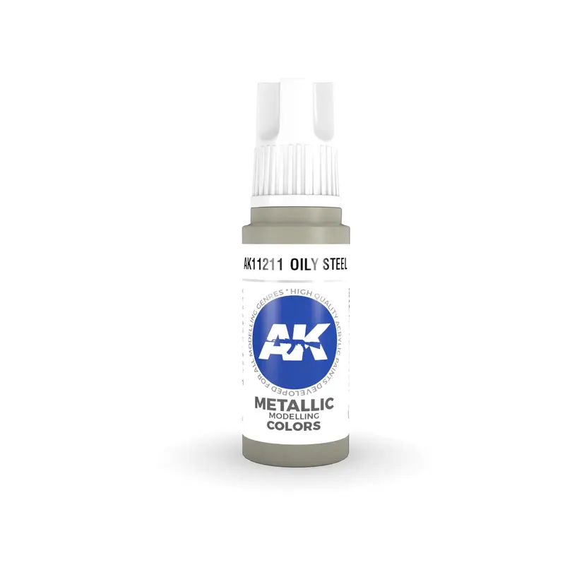 AK Interactive 3 Gen Acrylic Model Paints 17ml - Oily Steel