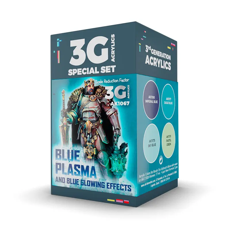 AK Interactive 3 Gen Acrylics Wargame Colour Set - Blue Plasma and Glowing Effects