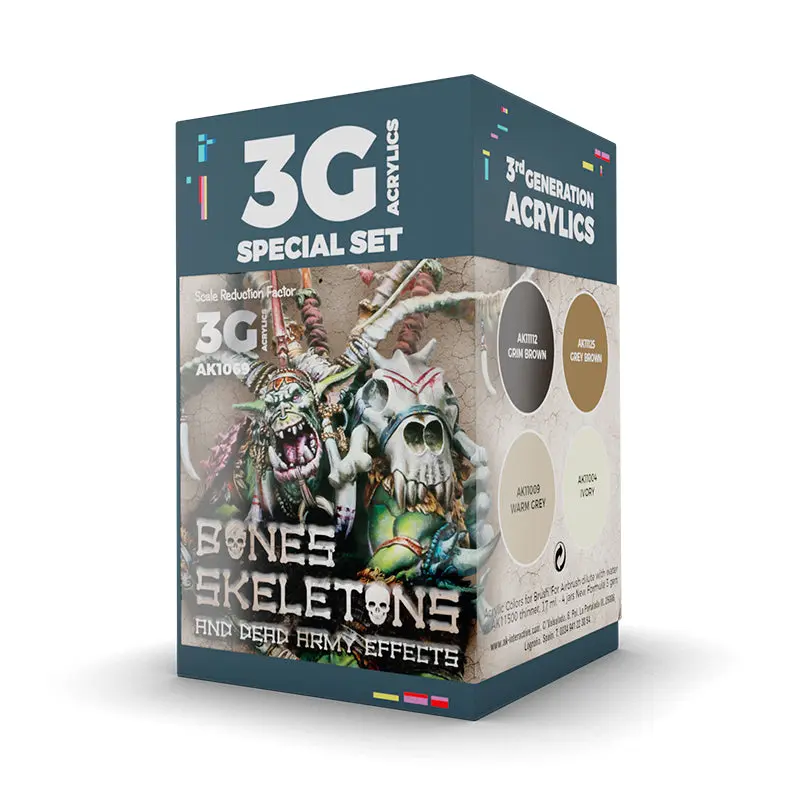 AK Interactive 3 Gen Acrylics Wargame Colour Set - Bones and Skeletons