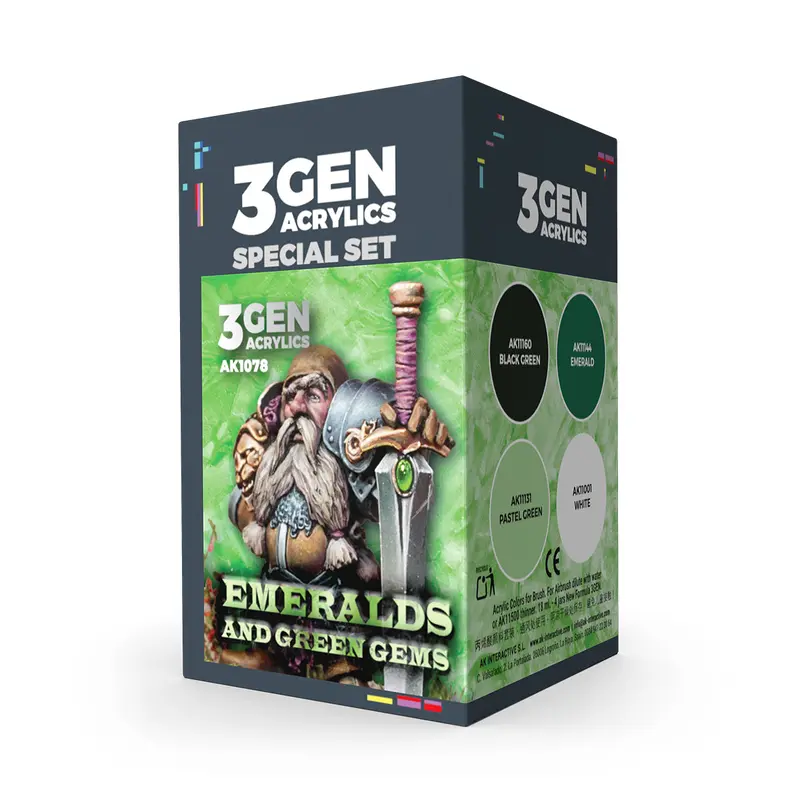 AK Interactive 3 Gen Acrylics Wargame Colour Set - Emeralds and Green Gems
