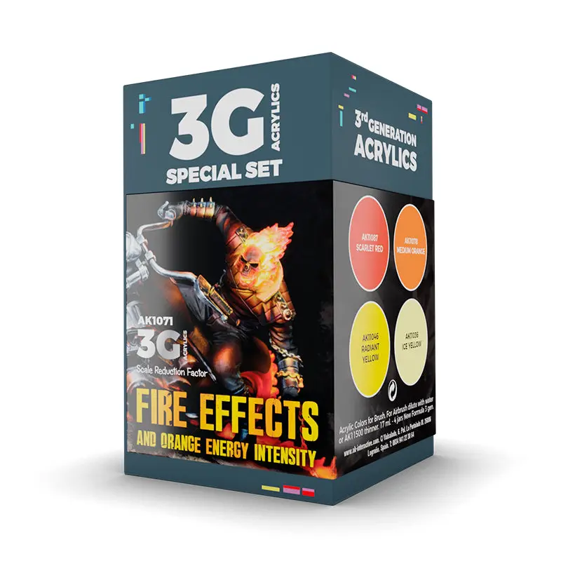 AK Interactive 3 Gen Acrylics Wargame Colour Set - Fire Effects