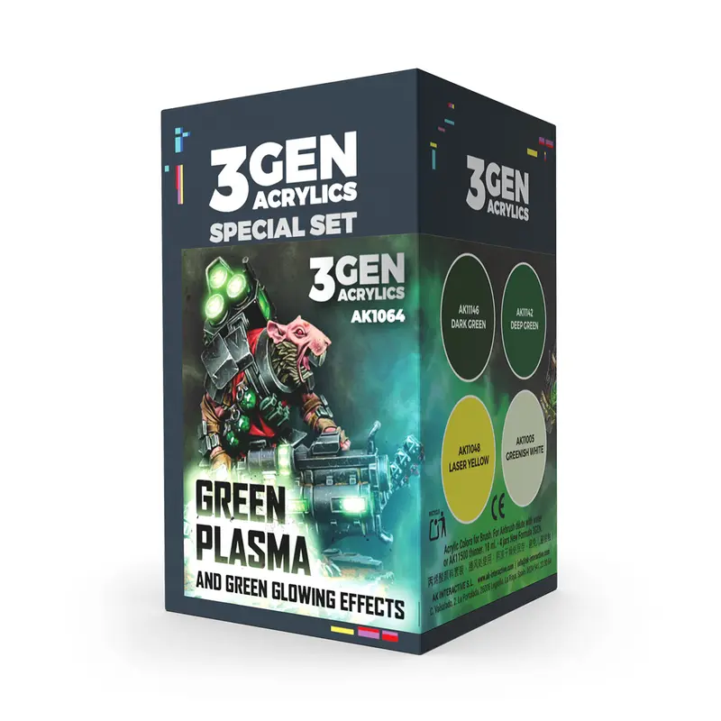 AK Interactive 3 Gen Acrylics Wargame Colour Set - Green Plasma and Glowing Effect