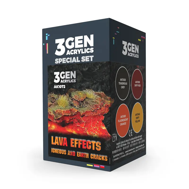 AK Interactive 3 Gen Acrylics Wargame Colour Set - Lava Effects