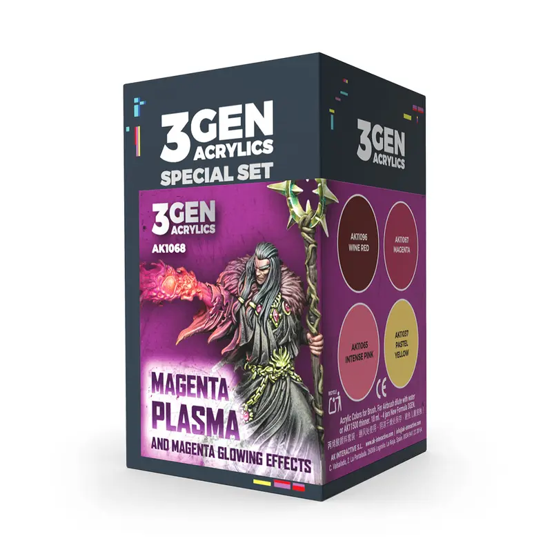 AK Interactive 3 Gen Acrylics Wargame Colour Set - Magenta Plasma and Glowing Effect