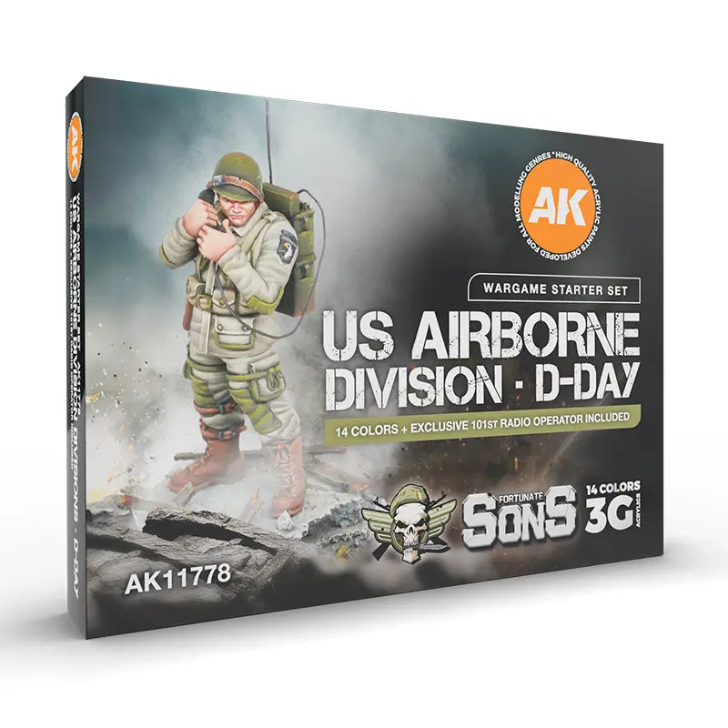 AK Interactive 3 Gen US Airborne Division D-Day Colours & Figure Wargame Starter Set