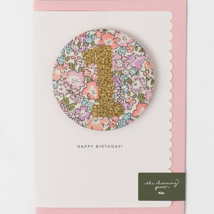 Birthday Badge Age Card - Liberty  Fabric
