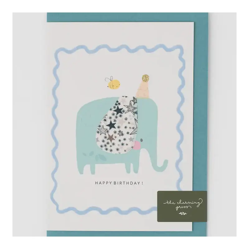 Elephant Birthday Card - Liberty Fabric