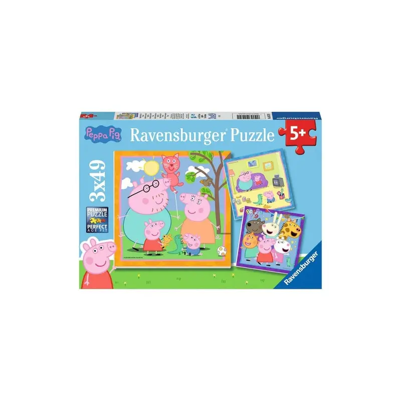 3 X 49 pc Puzzle - Peppa's Family & Friends