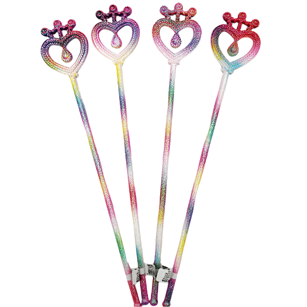 Pastel Rainbow Glitter Heart Wand