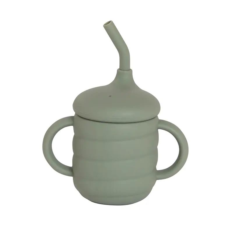 Silicone Sippy Cup with Straw - Olive