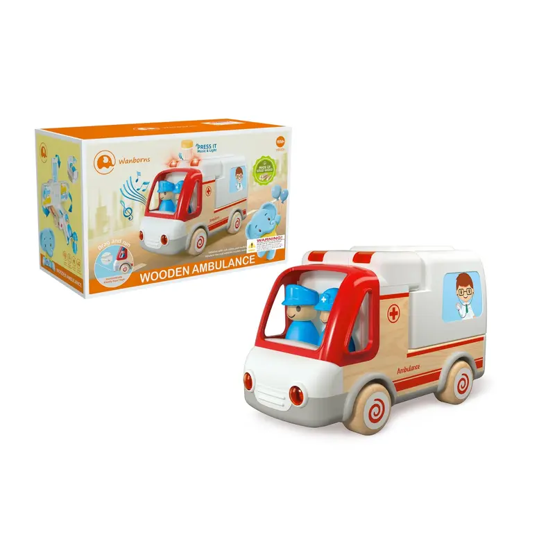 Wooden Ambulance and Accessories with Sound and Light