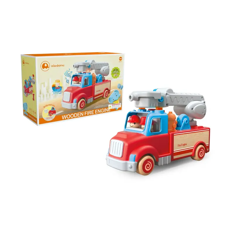 Wooden Fire Engine with Sound and Light
