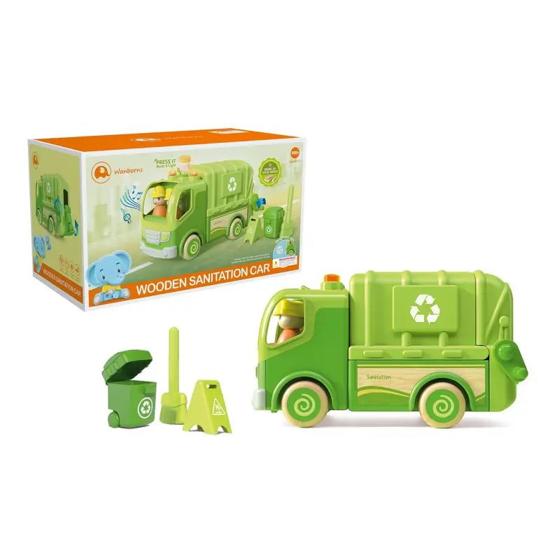 Wooden Recycle Truck with Sound and Light