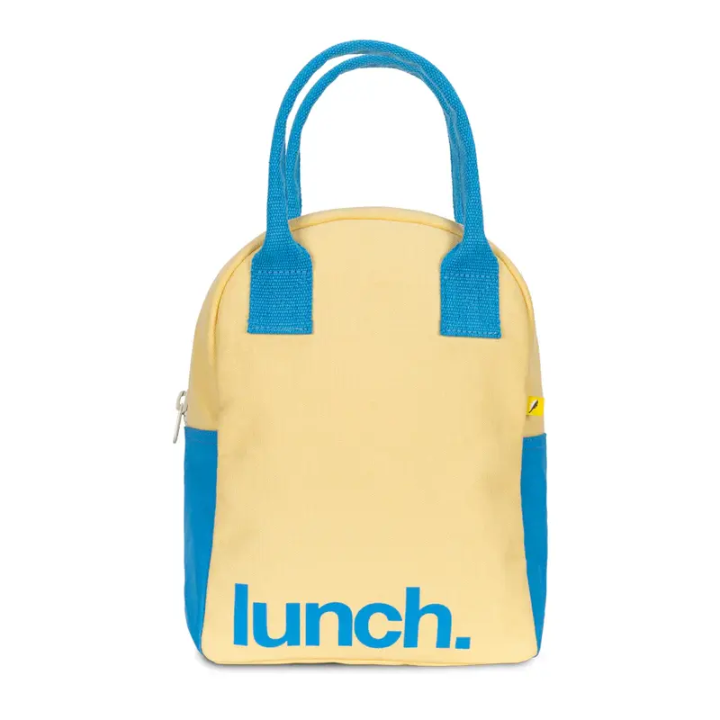Zipper Lunch Bag - Butter/Blue 'Lunch'