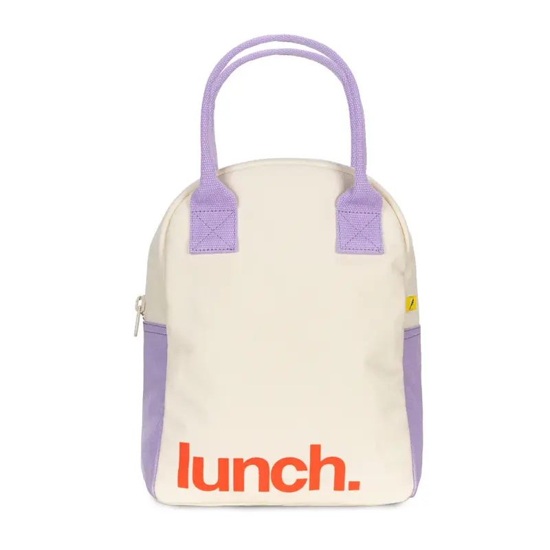 Zipper Lunch Bag - Poppy/Lavender 'Lunch'