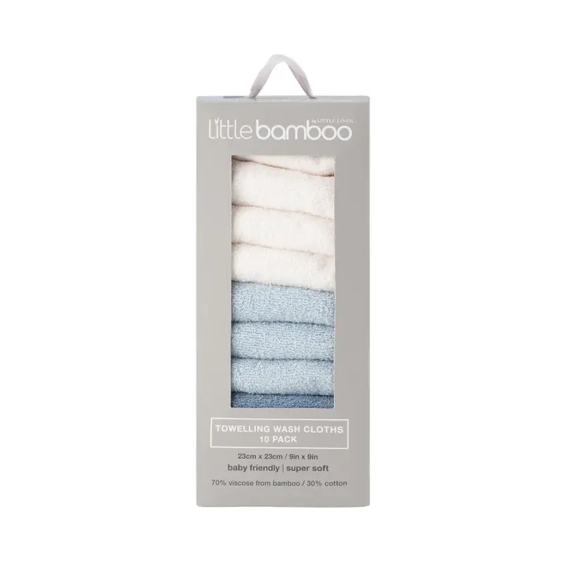 Towelling Wash Cloth 10 pack - Retro Blue