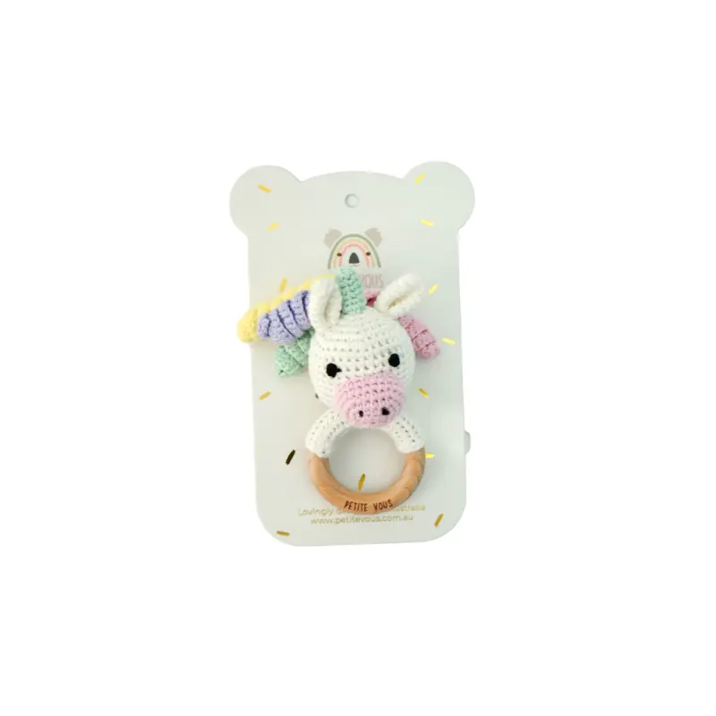Crochet Ring Rattle Isla Unicorn