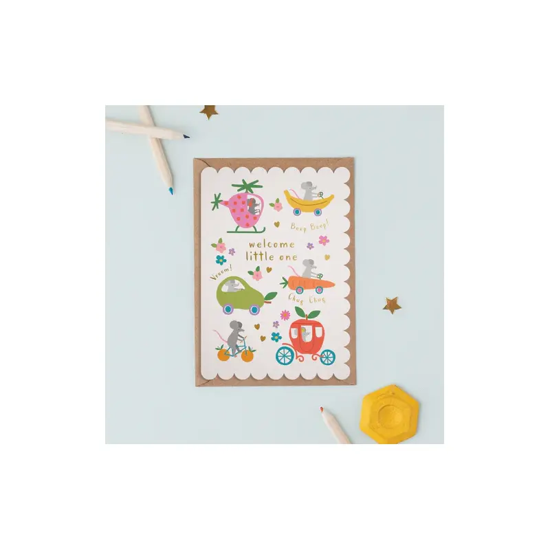 Mice Fruit Dash Welcome Baby Card