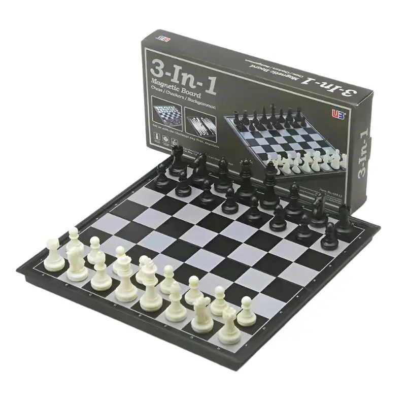3-In-1 Magnetic & Folding  Chess/Checkers/Backgammon