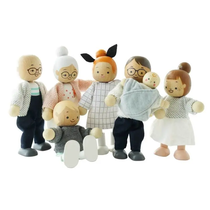 Wooden Doll's House Family