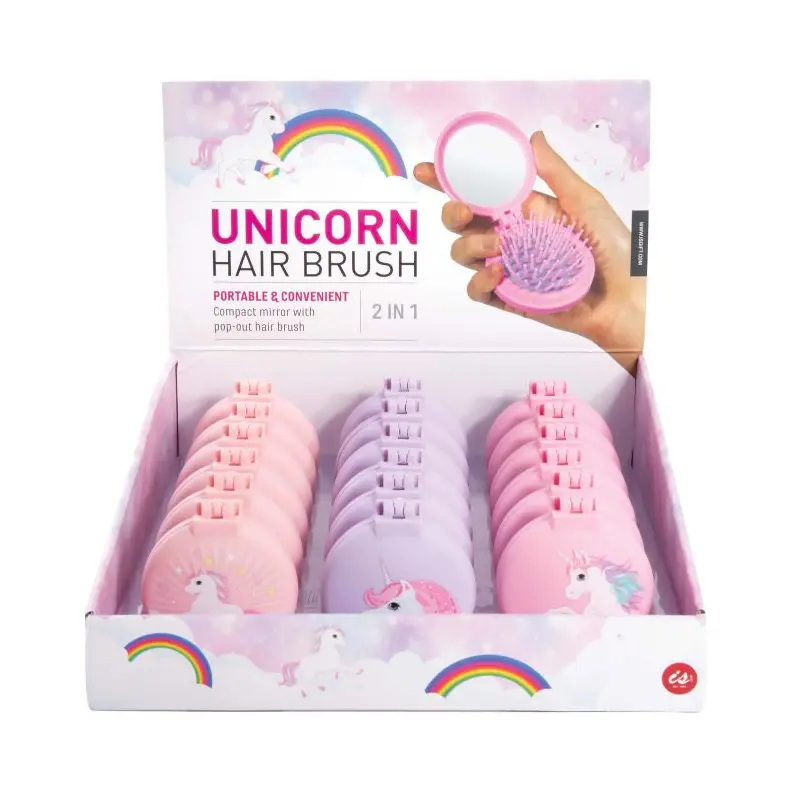 Unicorn - Compact Hair Brush/Mirror