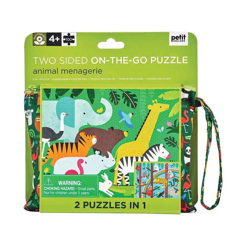 Two-sided on-the-go Puzzle - Animal Menagerie