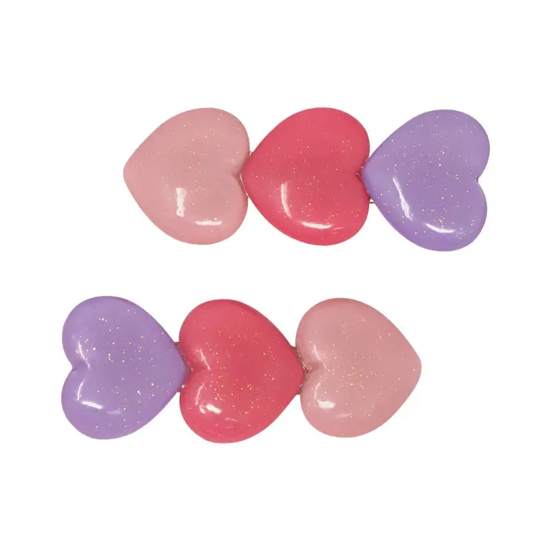 Glitter Hearts Alligator Hair Clips