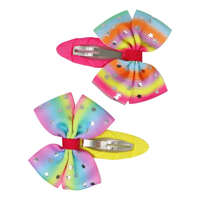 Rainbow and Star Bow Hair Clips