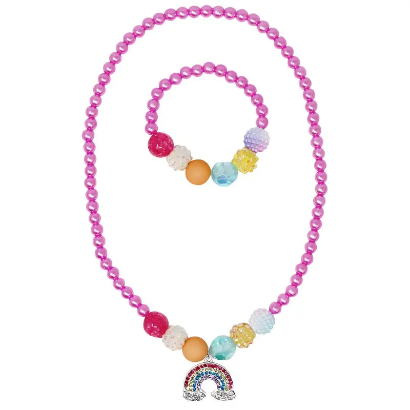 Rainbow Necklace and Bracelet Set