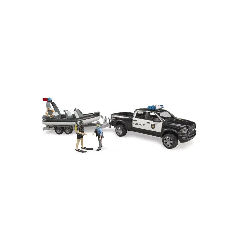 RAM 2500 Police Pick-Up with Trailer and Boat and Figure