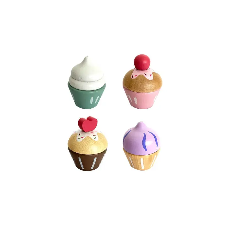 Wooden Cupcakes 4pc