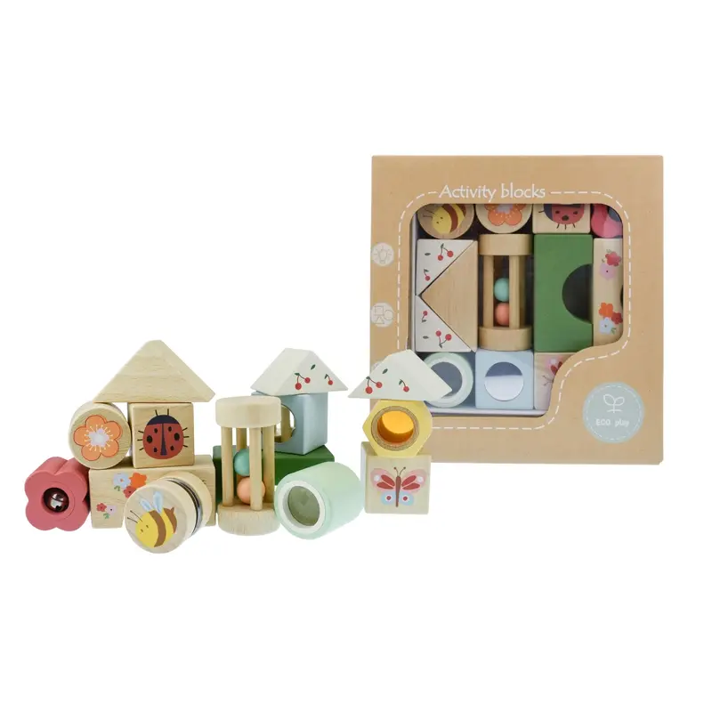 Wooden Spring Insect Activity Blocks - 14 pcs